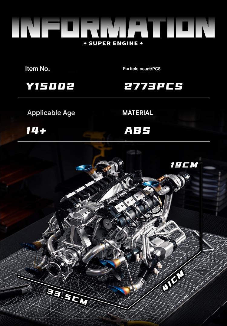 Y15002 V8 Car Engine Building Blocks Set