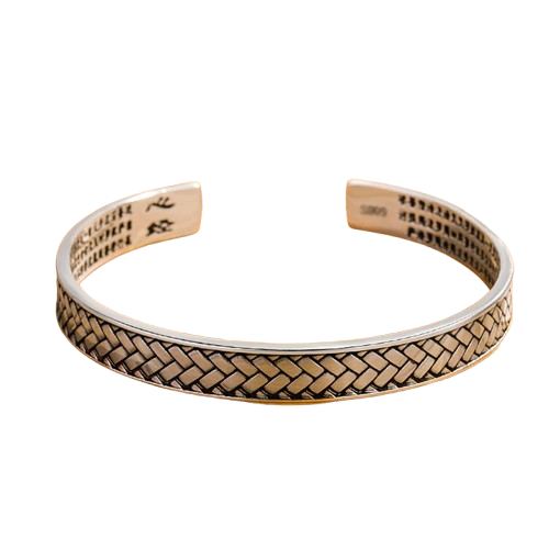 Vintage Woven Heart Sutra Open Bracelet