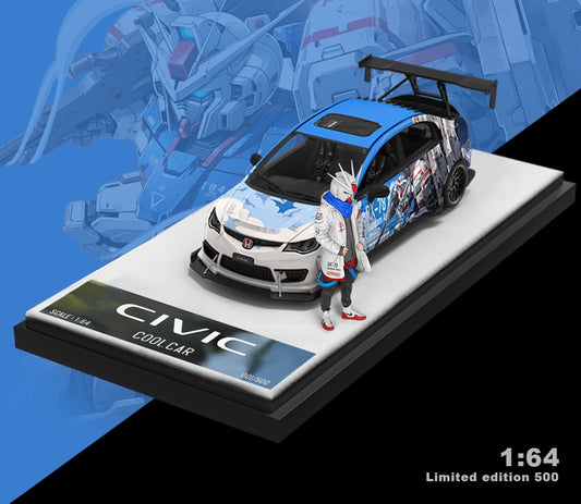 1:64 Honda Civic Explosive Mecha Alloy Car Model With Doll