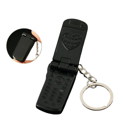 Mini Mobile Phone Flip-Top Rotating Keychain