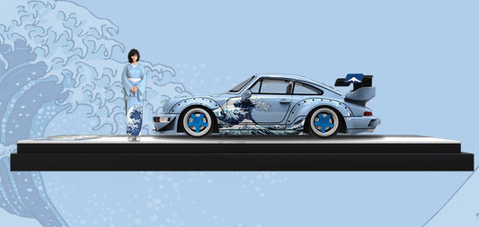 1:64 RWB964 Porsche 964 Kanagawa Surf Alloy Car Model With Doll