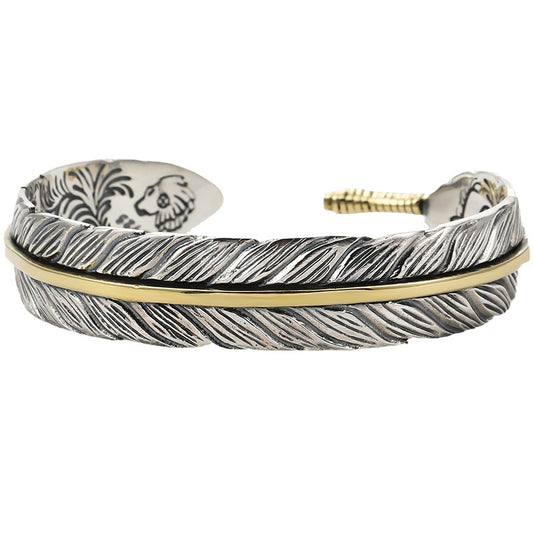 Retro Tang Grass Feather Open Bracelet