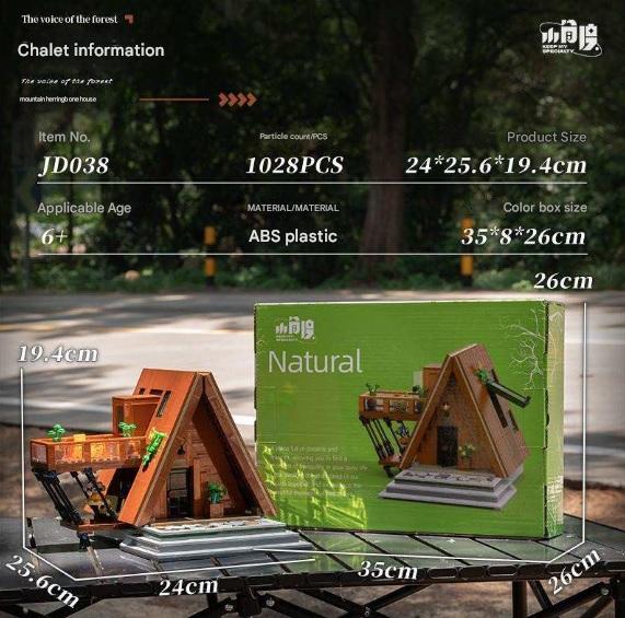 JD038 Mountain Herringman Retro Forest Wooden House Building Blocks Set