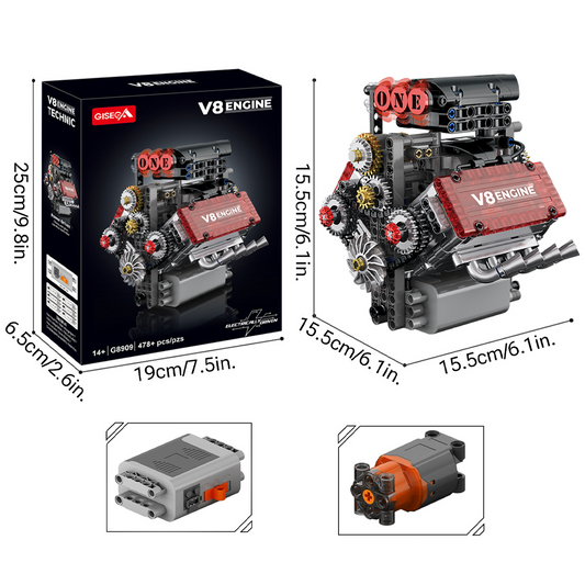 V8 Engine Model Building Blocks Mechanical Display Toy