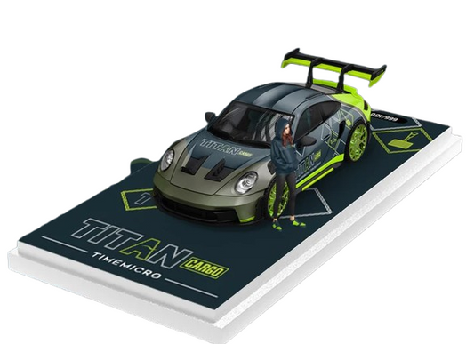 1:64 Porsche 992 GT3 RS TITAN  Alloy Car Model With Doll