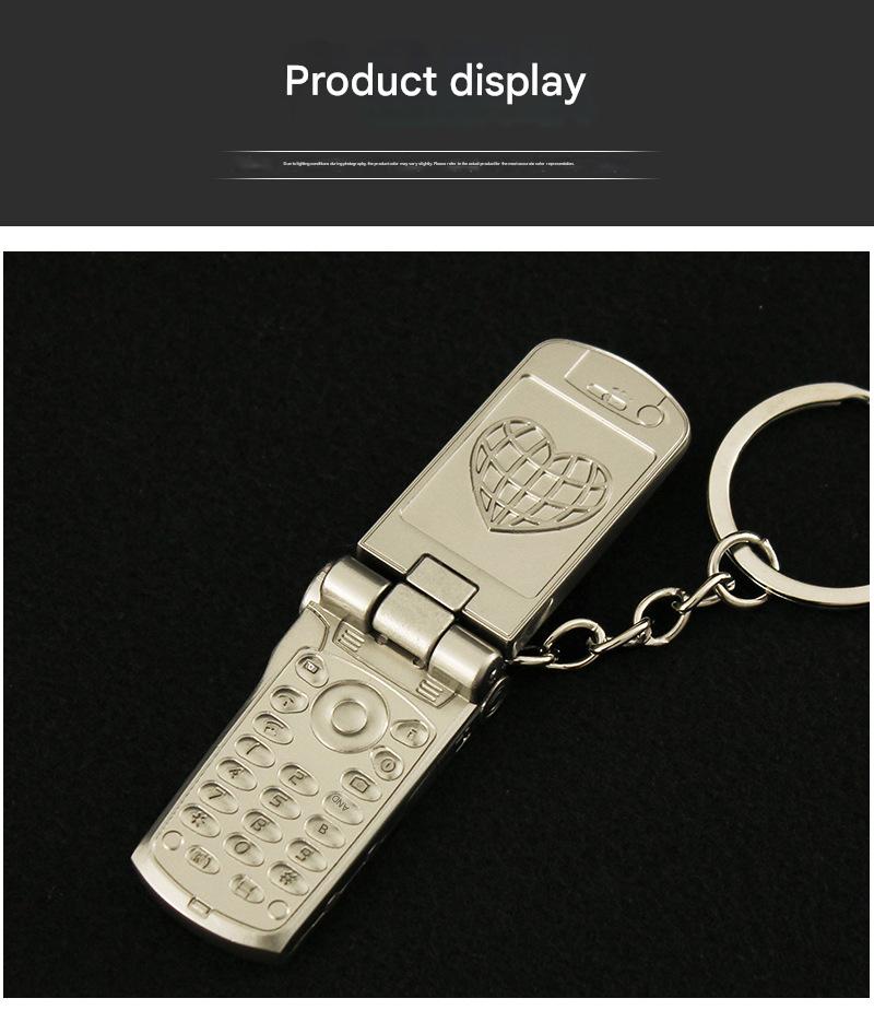 Mini Mobile Phone Flip-Top Rotating Keychain