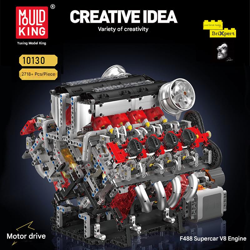 Yuxing 10130 F488 Supercar V8 Engine Building Blocks Set