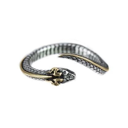 Retro Snake Emerald Open Ring