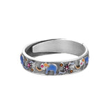Retro Enamel Elephant Ring