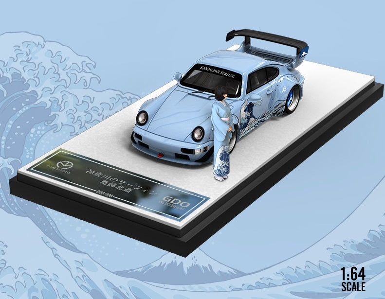 1:64 RWB964 Porsche 964 Kanagawa Surf Alloy Car Model With Doll