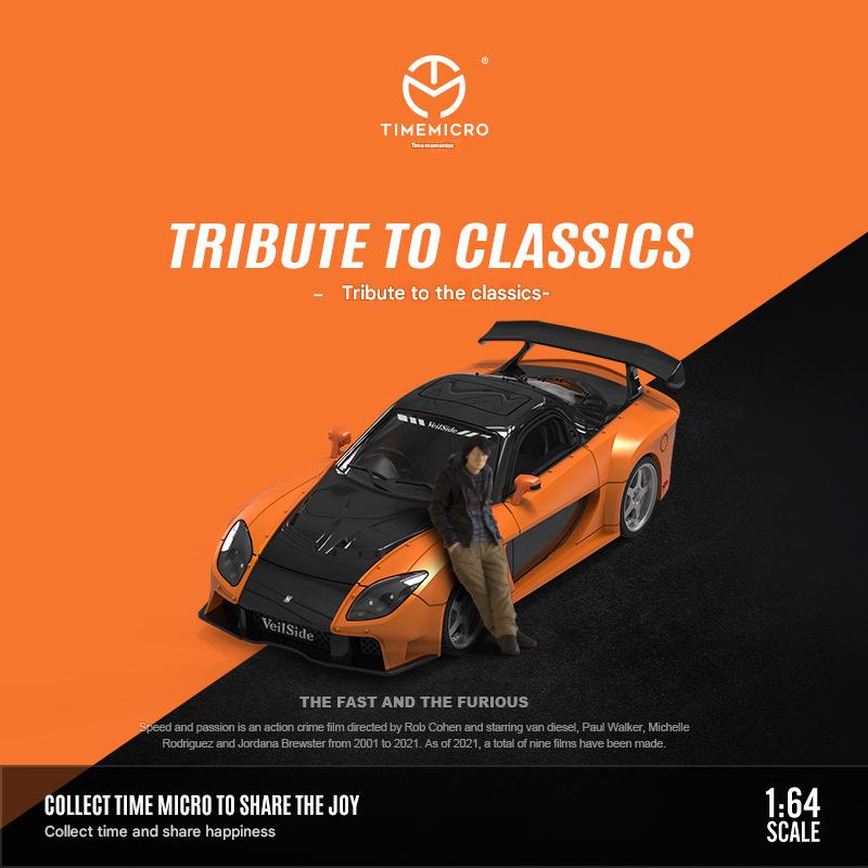 1:64 RX-7 Veilside Fast And Furious Alloy Car Model With Doll