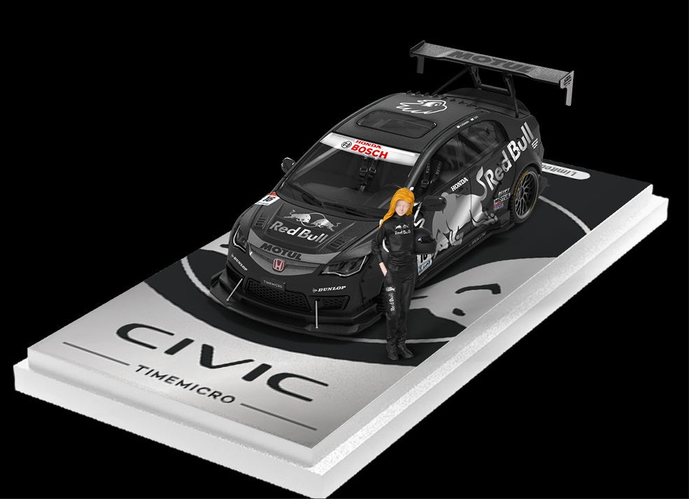 1:64 Honda Civic Red Bull Alloy Car Model With Doll