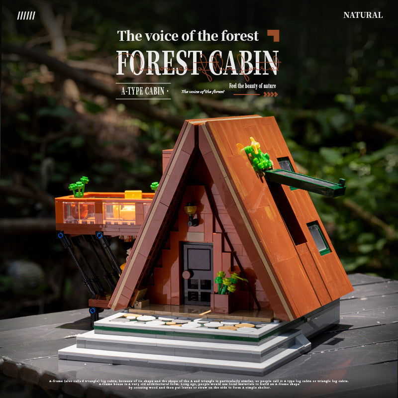 JD038 Mountain Herringman Retro Forest Wooden House Building Blocks Set