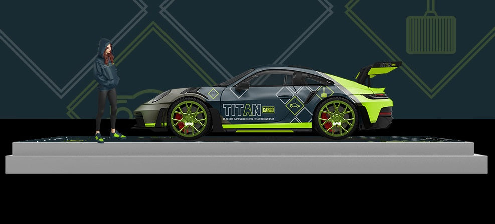 1:64 Porsche 992 GT3 RS TITAN  Alloy Car Model With Doll