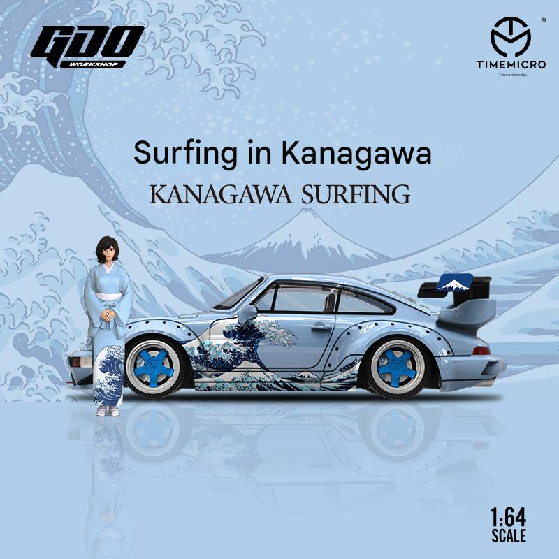 1:64 RWB964 Porsche 964 Kanagawa Surf Alloy Car Model With Doll