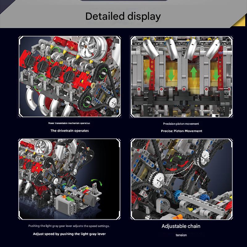 Yuxing 10130 F488 Supercar V8 Engine Building Blocks Set