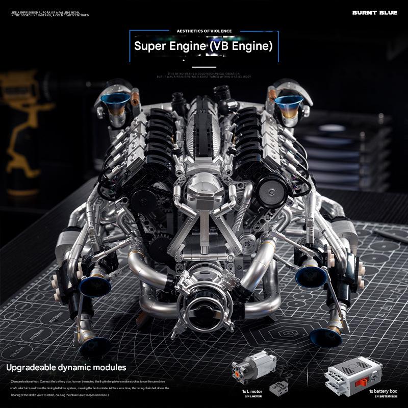 Y15002 V8  Car Engine Building Blocks Set