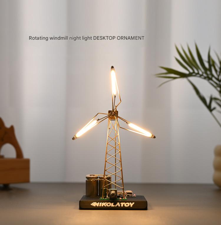 NIKOLATOY DIY Rotating Windmill Desktop Lamp