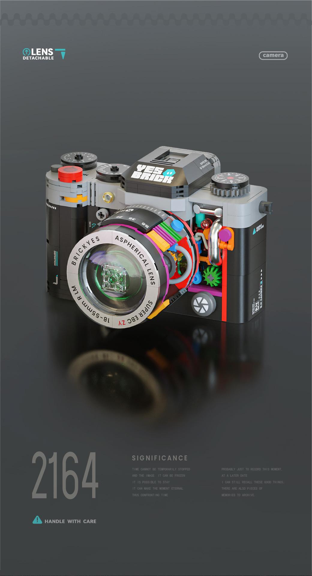 2164 Retro Camera Building Blocks Set