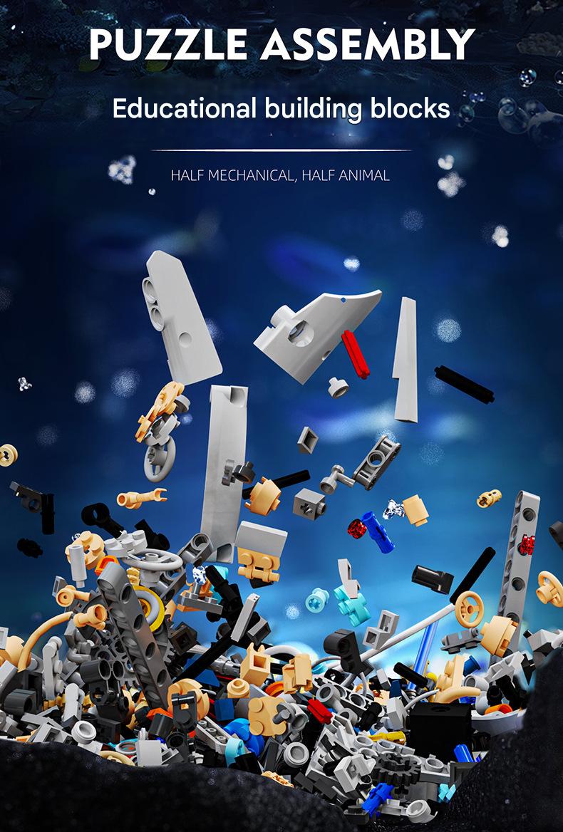 Meiji 13059 mechanical whale Shark Building Blocks Set