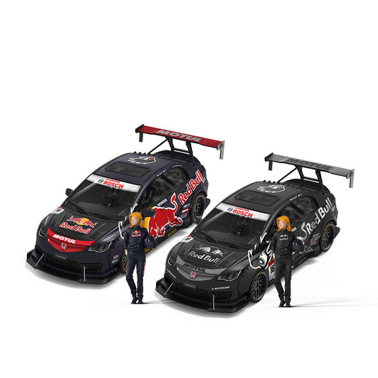 1:64 Honda Civic Red Bull Alloy Car Model With Doll