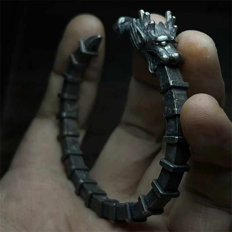 Retro Engraved Lei Zu Fa Whip Open Bracelet