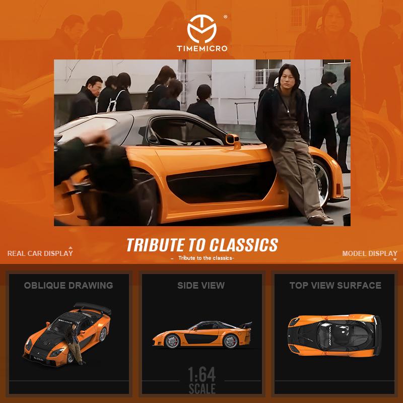 1:64 RX-7 Veilside Fast And Furious Alloy Car Model With Doll