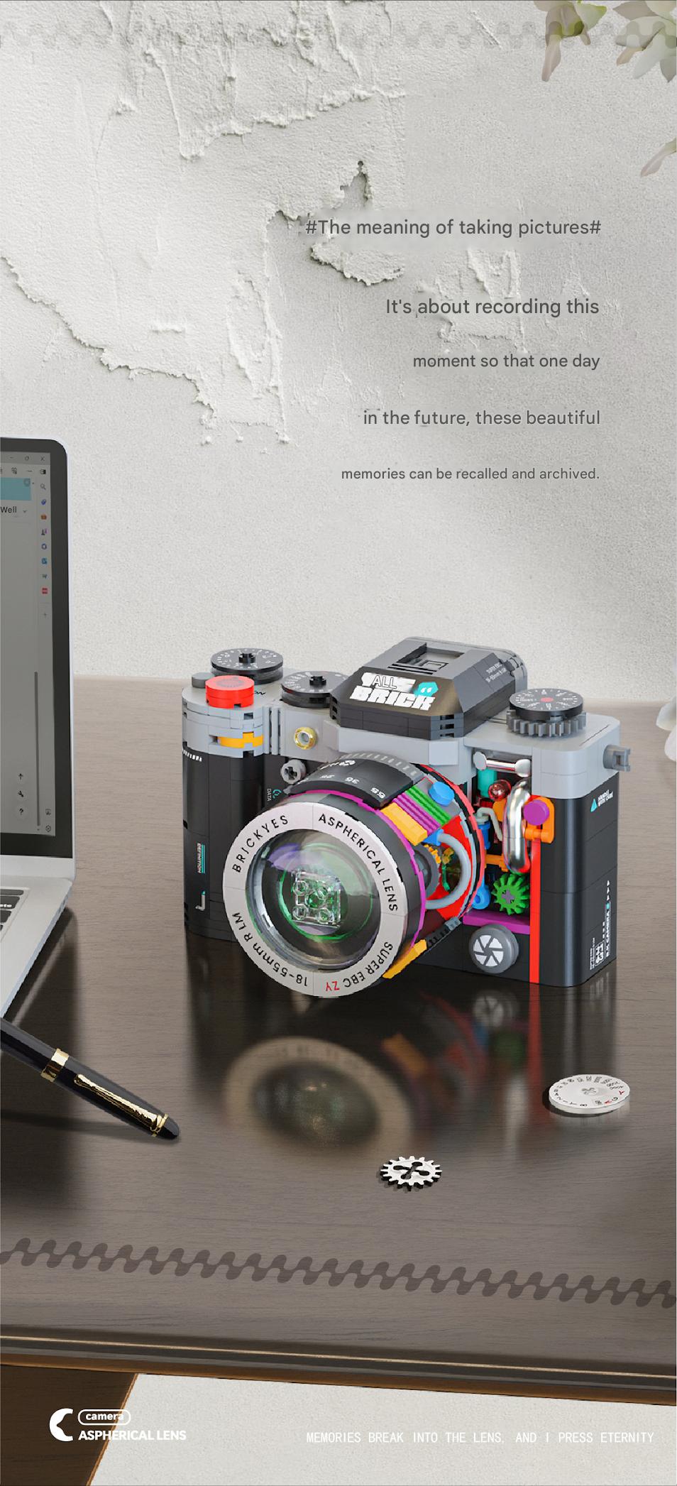 2164 Retro Camera Building Blocks Set