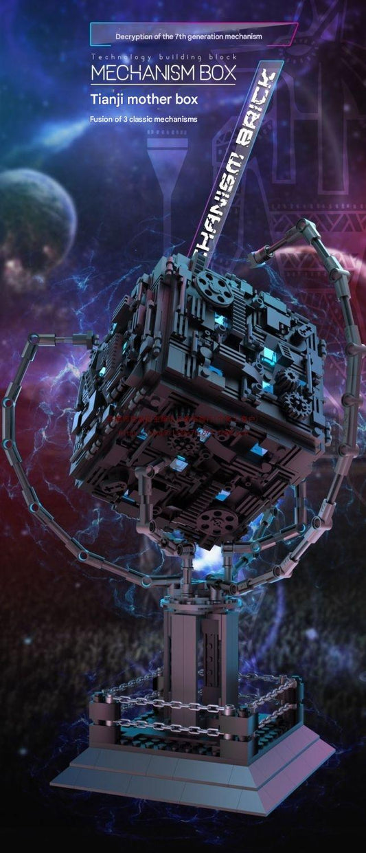 Mystery Black Box Mechanical Puzzle Building Blocks Model with Display Stand