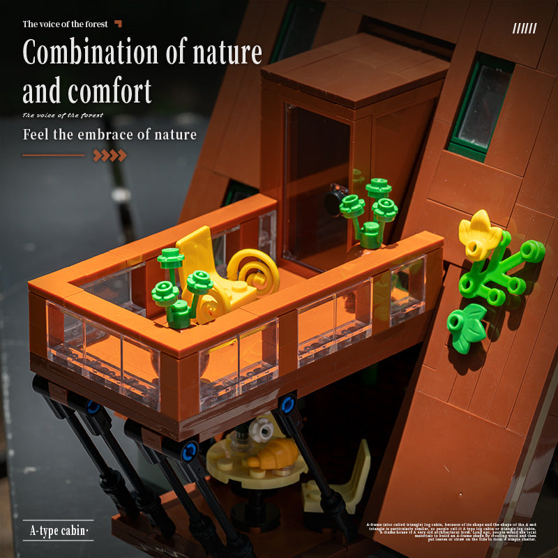 JD038 Mountain Herringman Retro Forest Wooden House Building Blocks Set
