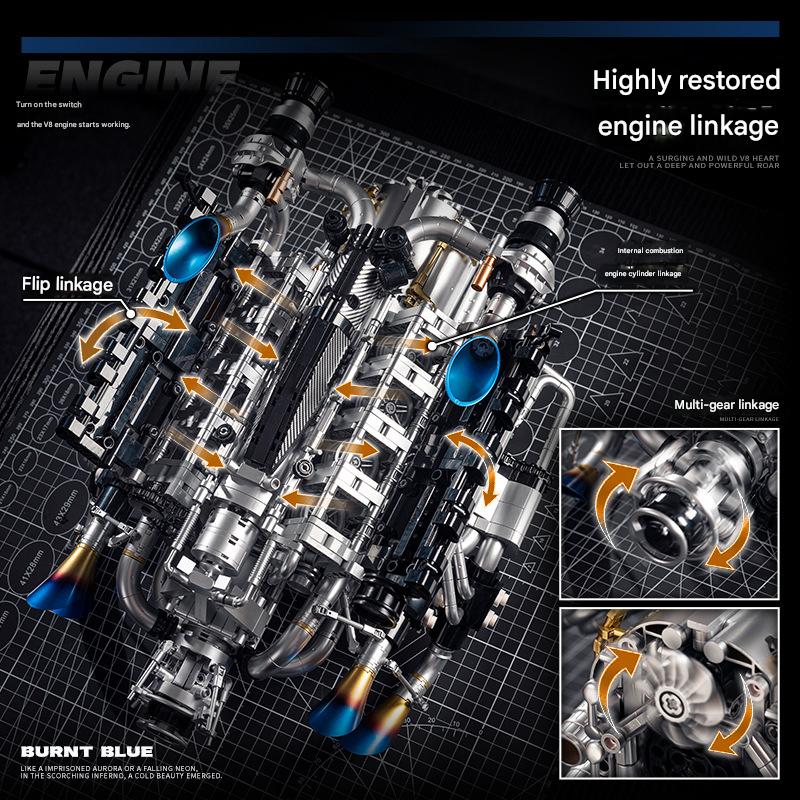 Y15002 V8  Car Engine Building Blocks Set