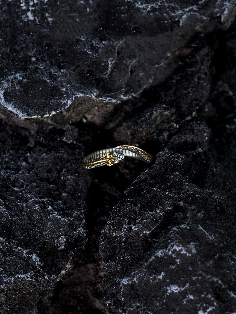 Retro Snake Emerald Open Ring