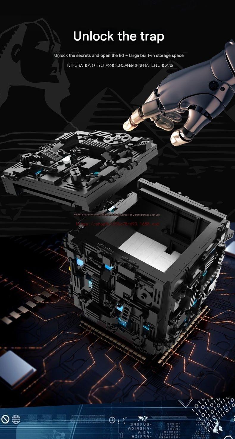 Mystery Black Box Mechanical Puzzle Building Blocks Model with Display Stand