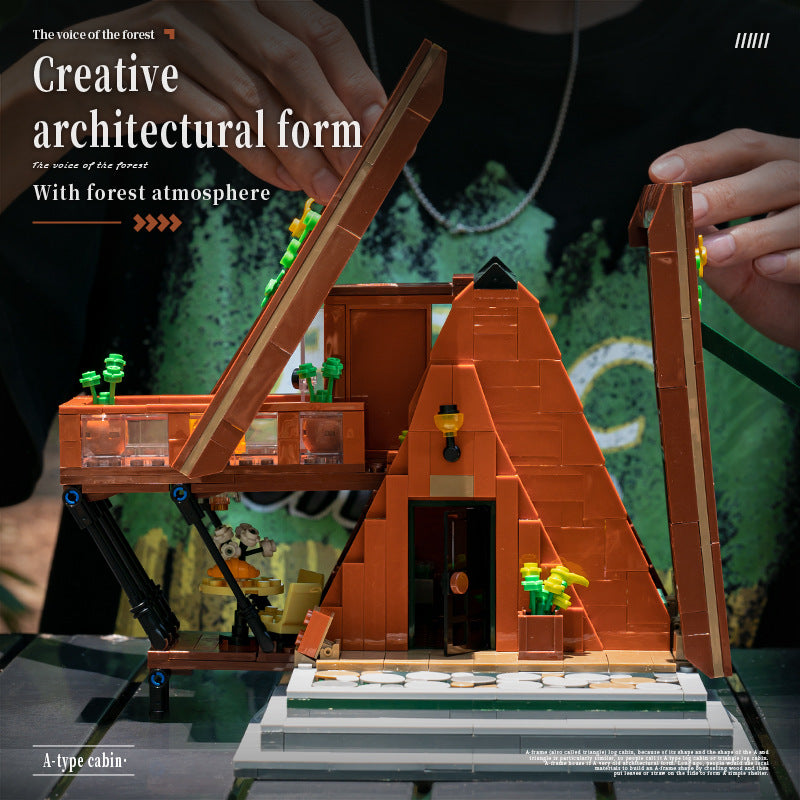 JD038 Mountain Herringman Retro Forest Wooden House Building Blocks Set