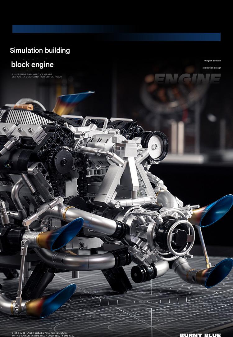Y15002 V8  Car Engine Building Blocks Set