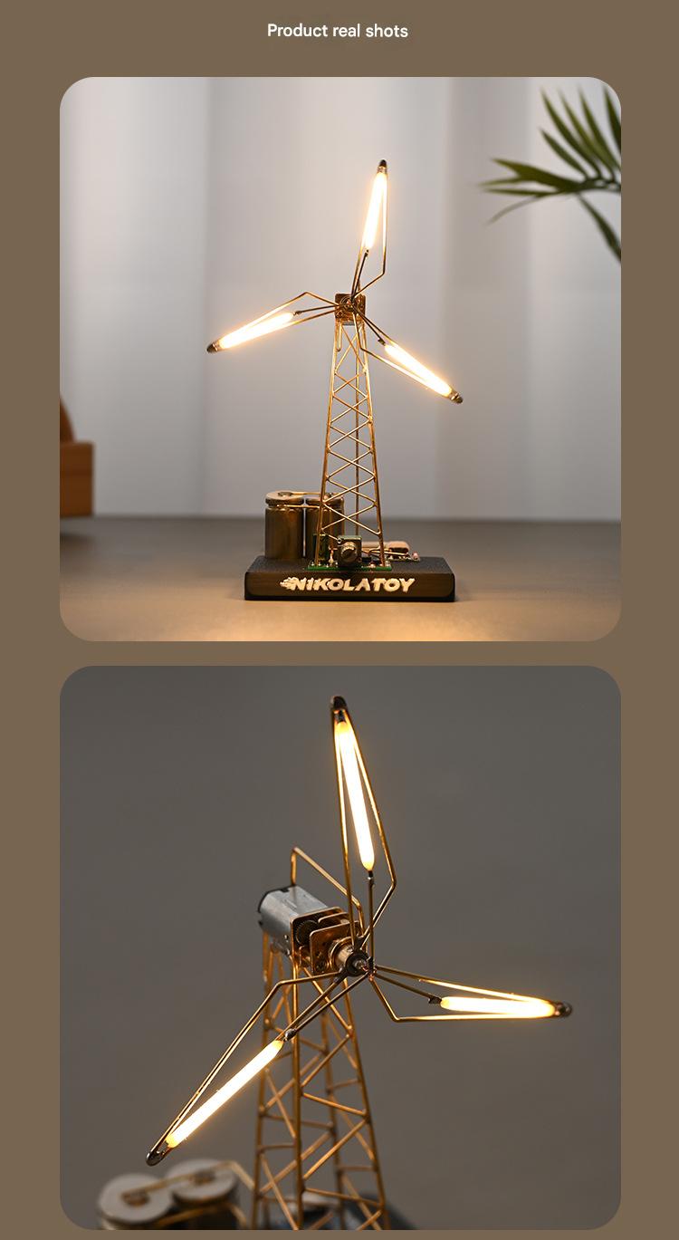 NIKOLATOY DIY Rotating Windmill Desktop Lamp