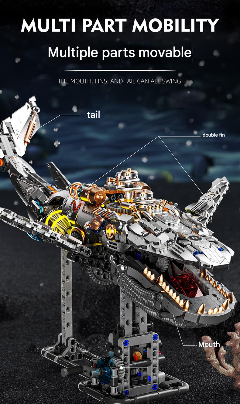 Meiji 13059 mechanical whale Shark Building Blocks Set