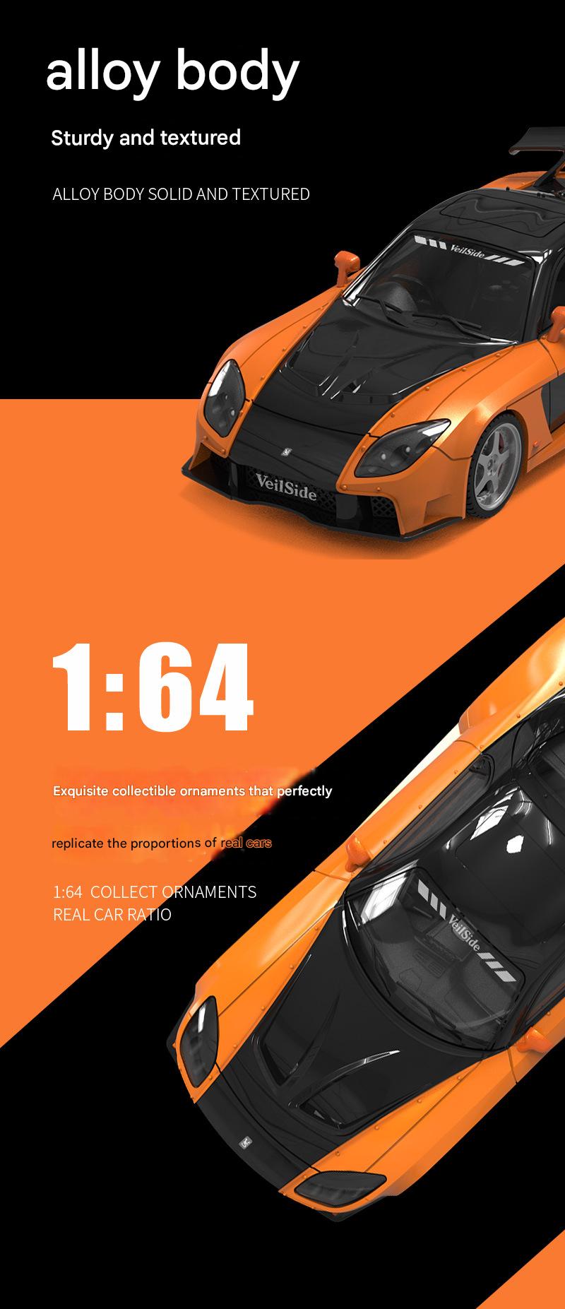 1:64 RX-7 Veilside Fast And Furious Alloy Car Model With Doll