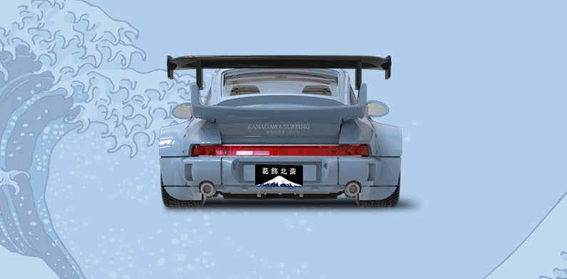 1:64 RWB964 Porsche 964 Kanagawa Surf Alloy Car Model With Doll