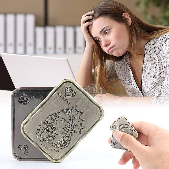 Pop Coin EDC Poker Card Metal Push Card Stress Relief Toy