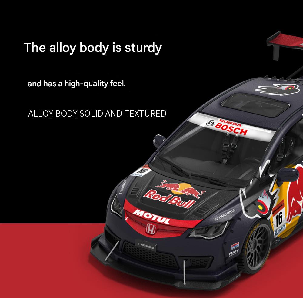 1:64 Honda Civic Red Bull Alloy Car Model With Doll