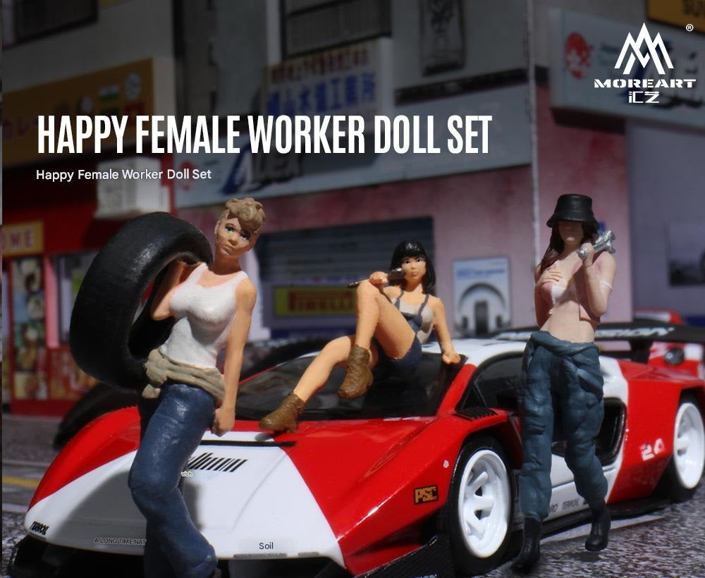 1:64 Happy Female Worker Doll Set