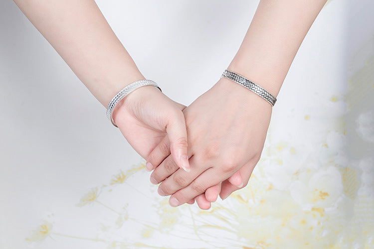 Vintage Woven Heart Sutra Open Bracelet