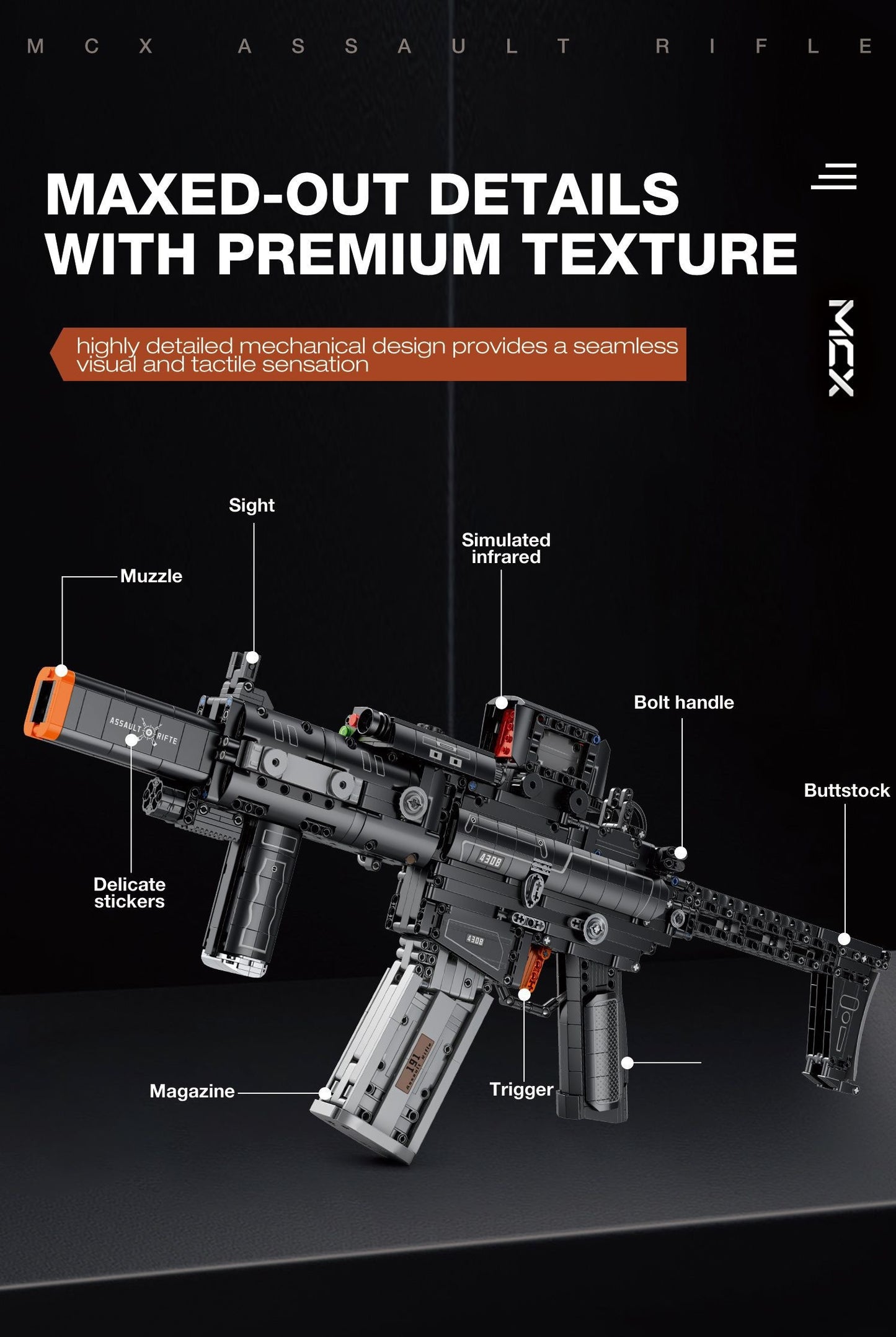 77025 MCX Assault Rifle Assembly Building Blocks Model Kit