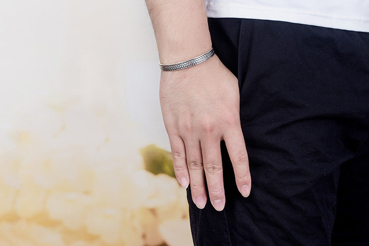 Vintage Woven Heart Sutra Open Bracelet