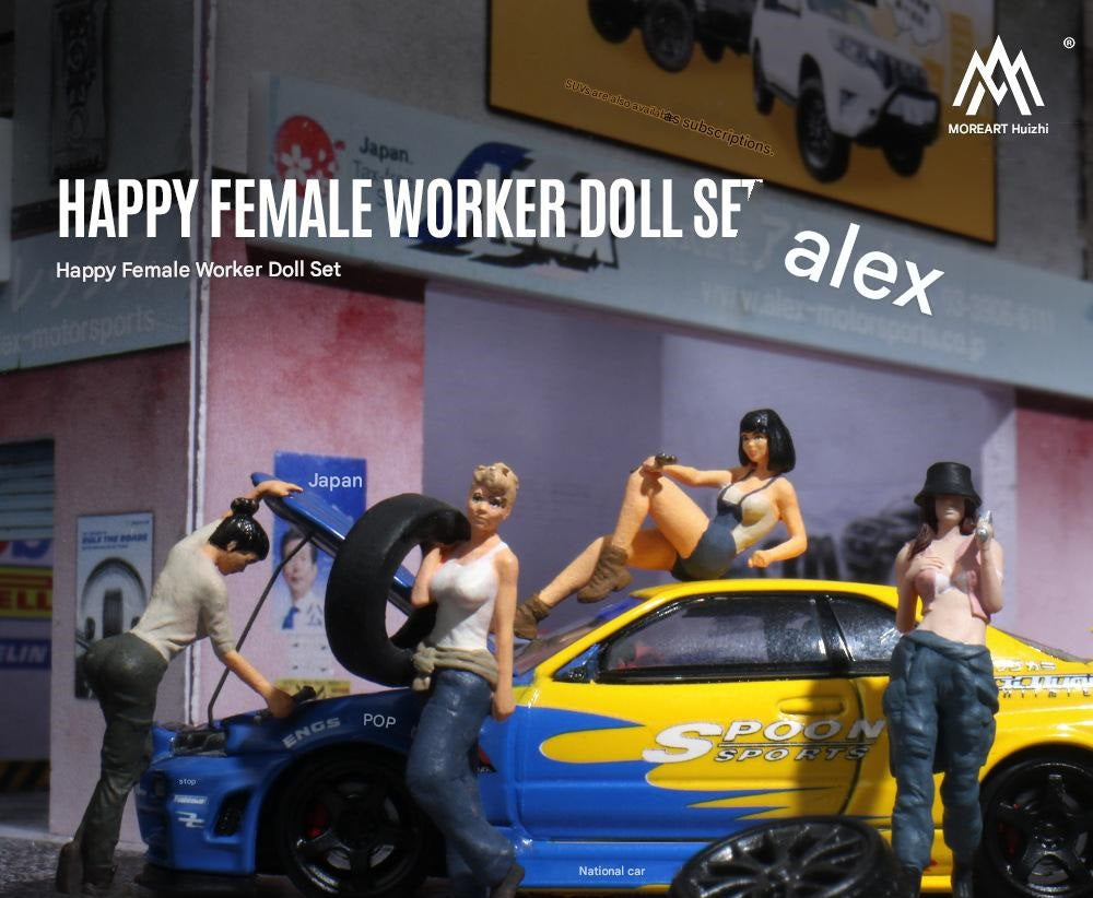 1:64 Happy Female Worker Doll Set