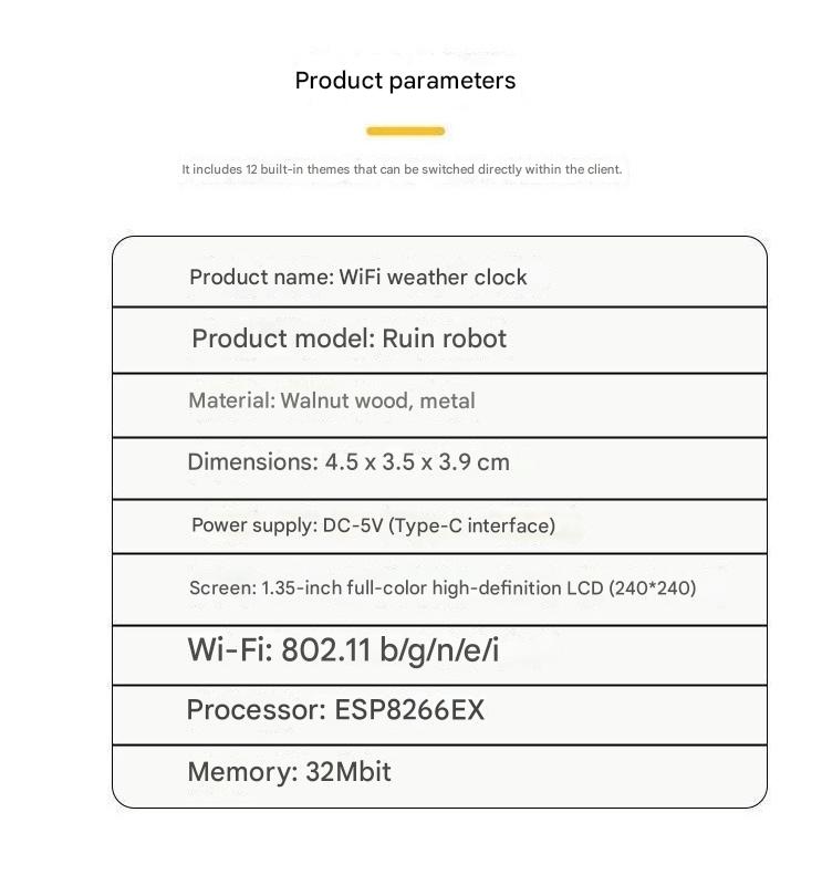 WiFi Desktop Weather Clock Table