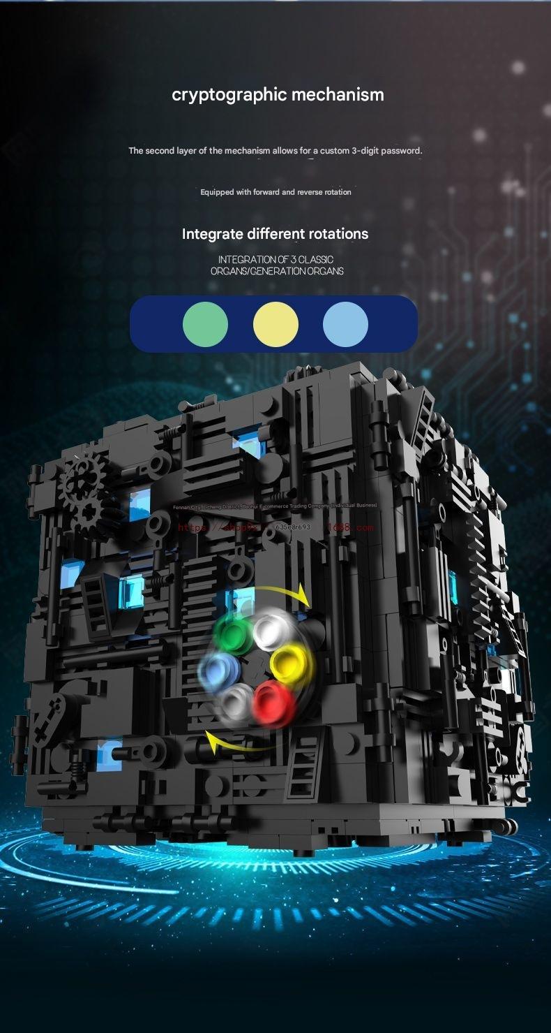 Mystery Black Box Mechanical Puzzle Building Blocks Model with Display Stand
