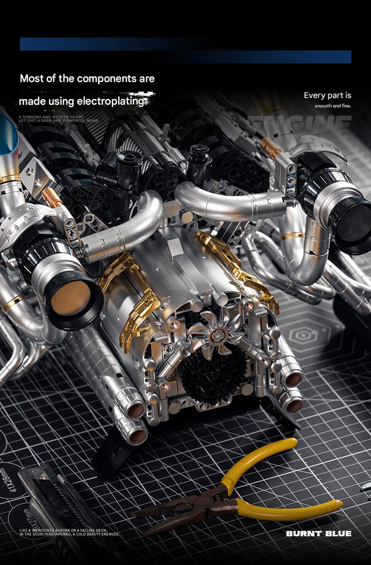 Y15002 V8  Car Engine Building Blocks Set