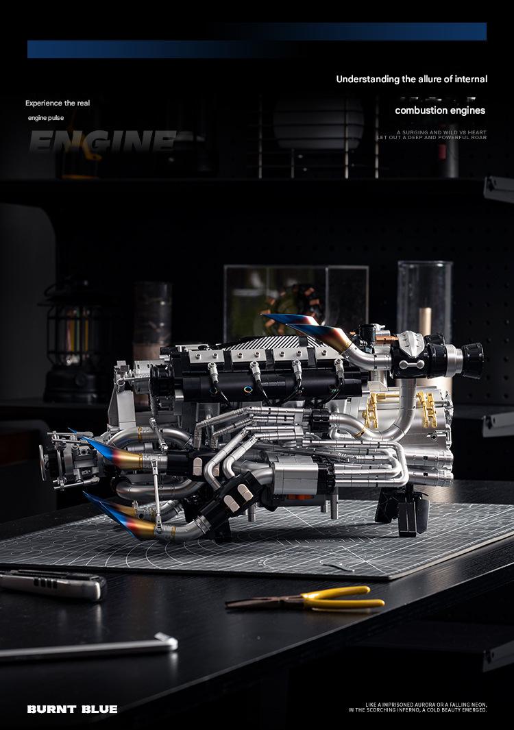 Y15002 V8  Car Engine Building Blocks Set